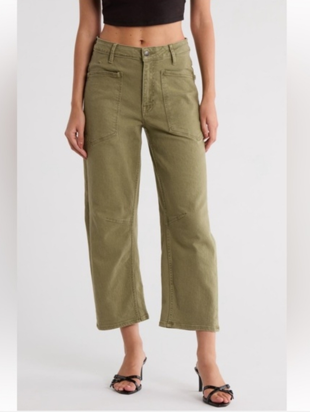 Vigoss Barbie Bsrrel Green Ankle Jeans In Army Green